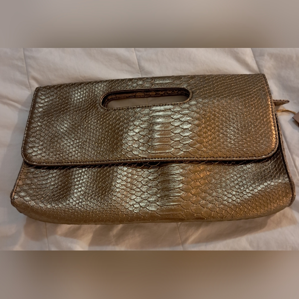 New With Tags Francesca's Elegant Gold Clutch Bag